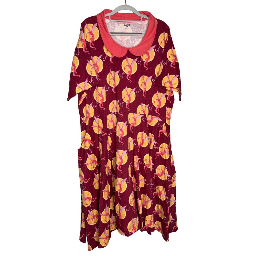 Svaha Dragon twirl‎ dress with peter pan collar
